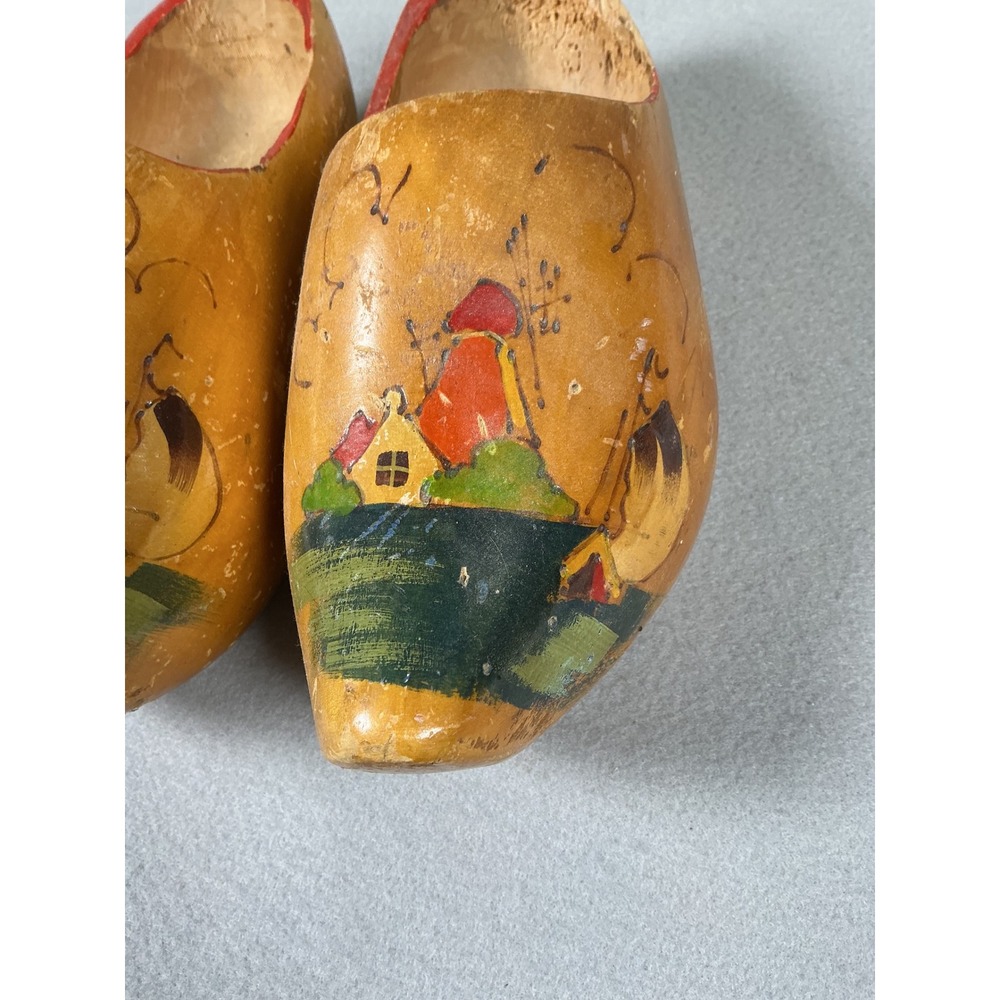 Vintage Wooden Dutch Clogs Hand Painted Holland Souvenir Shoes Decor - Picture 3 of 10